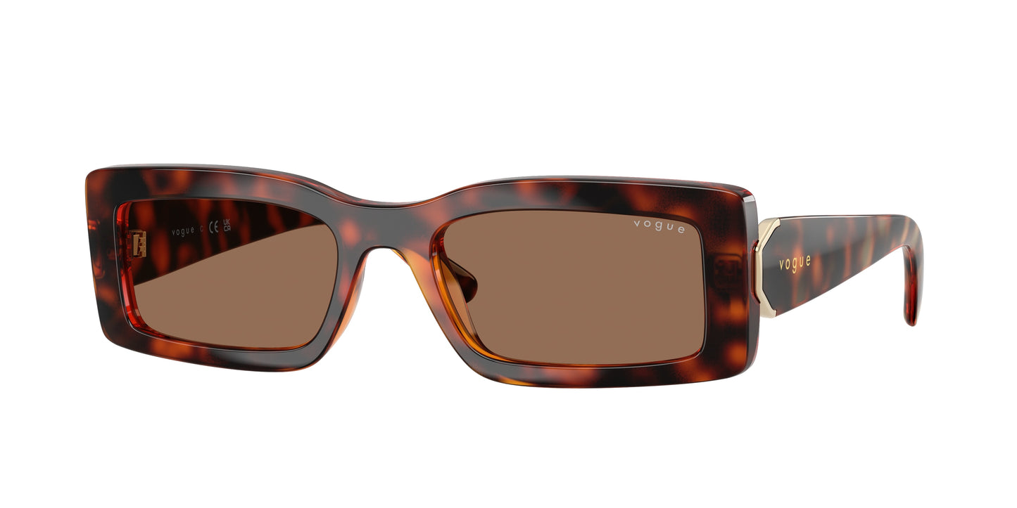 Vogue VO5674S Rectangle Sunglasses W65673-Dark Havana 53-135-19 - Color Map Brown