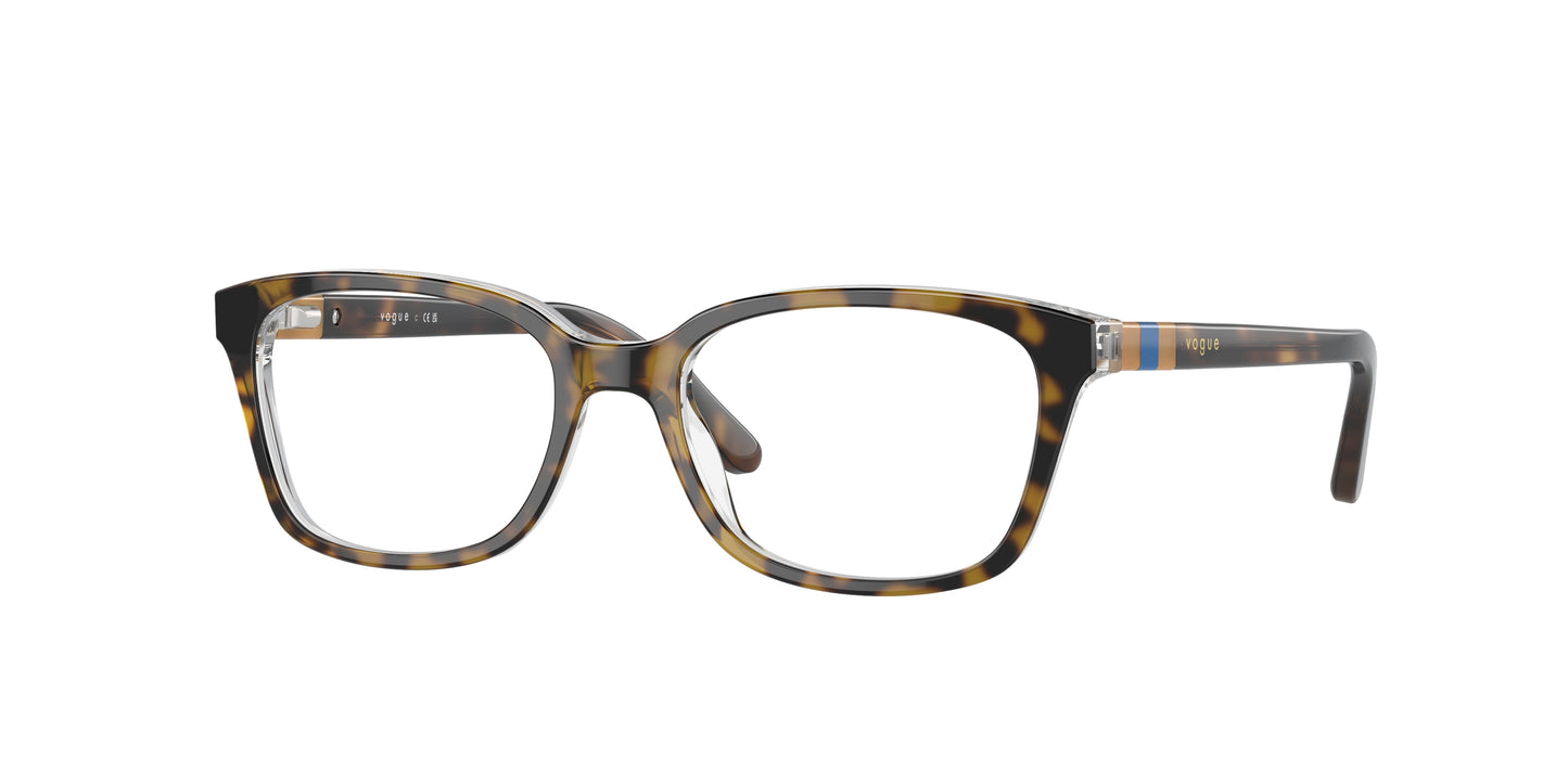 VOGUE JUNIOR OPHTHAL VY2001 Square Eyeglasses 1916-Top Light Havana/Transparent 49-130-16 - Color Map Brown