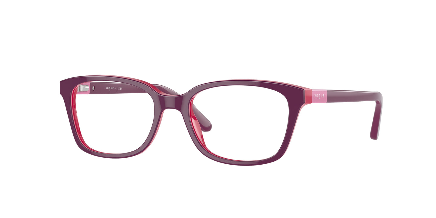 VOGUE JUNIOR OPHTHAL VY2001 Square Eyeglasses 2587-Top Violet/Fuxia 49-130-16 - Color Map Violet