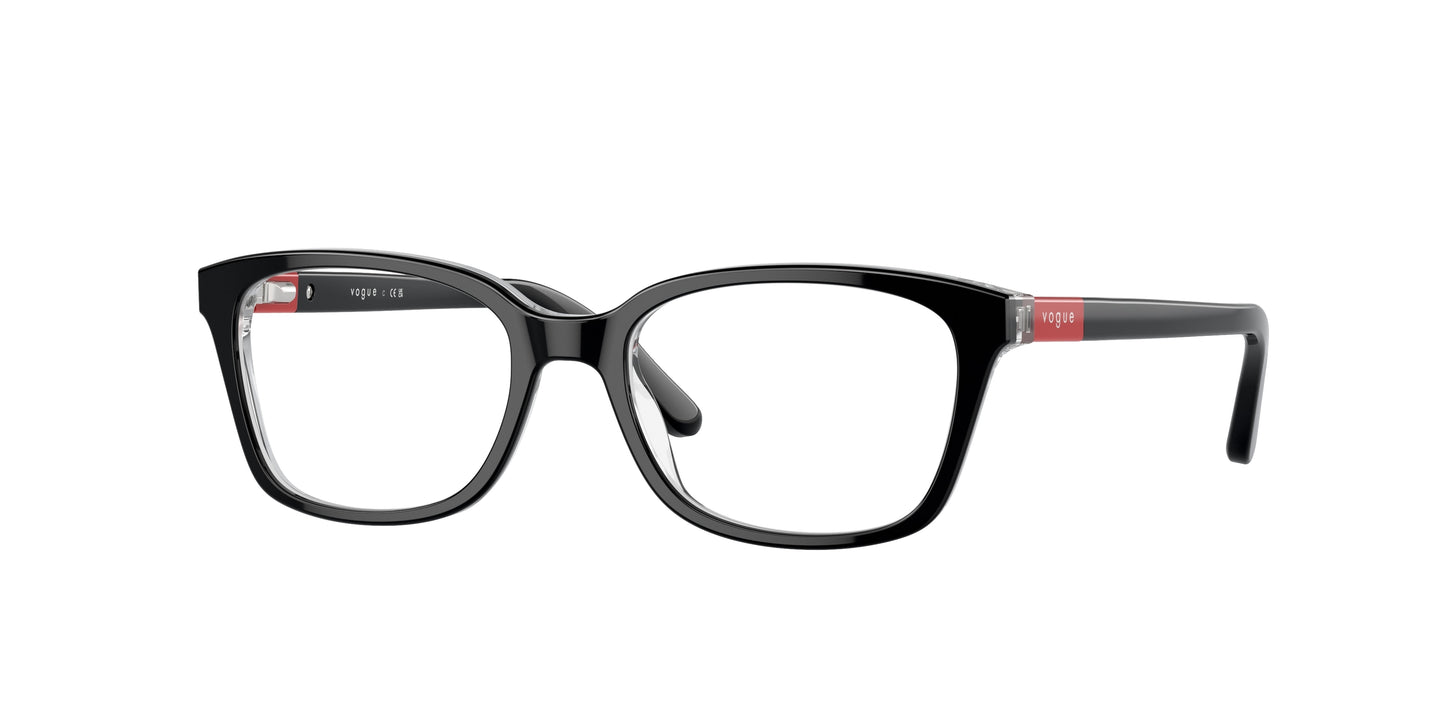 VOGUE JUNIOR OPHTHAL VY2001 Square Eyeglasses 2853-Top Black/Crystal 49-130-16 - Color Map Black