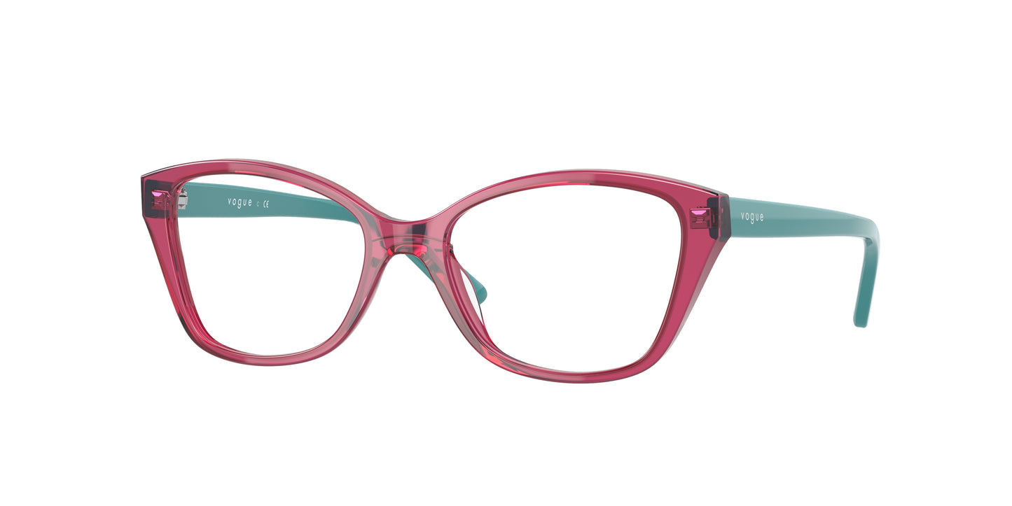 VOGUE JUNIOR OPHTHAL VY2010 Butterfly Eyeglasses 2831-Transparent Red 48-125-16 - Color Map Red