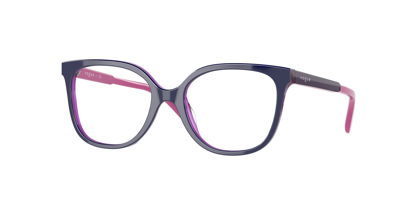 VOGUE JUNIOR OPHTHAL VY2012 Square Eyeglasses 2809-Top Violet/Violet Transparent 47-125-16 - Color Map Violet
