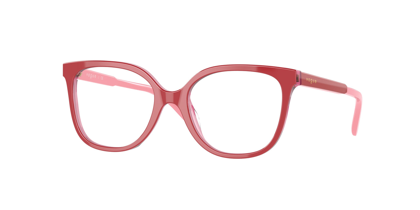 VOGUE JUNIOR OPHTHAL VY2012 Square Eyeglasses 2811-Top Red/Pink Transparent 47-125-16 - Color Map Red