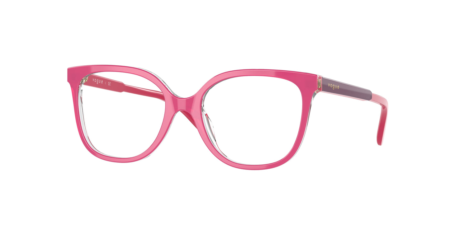 VOGUE JUNIOR OPHTHAL VY2012 Square Eyeglasses 2812-Top Pink/Transparent 47-125-16 - Color Map Pink