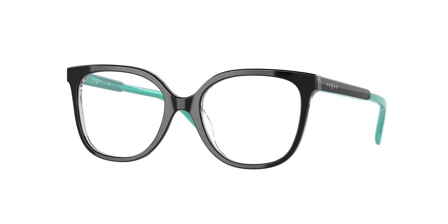 VOGUE JUNIOR OPHTHAL VY2012 Square Eyeglasses W827-Top Black/Transparent 47-125-16 - Color Map Black