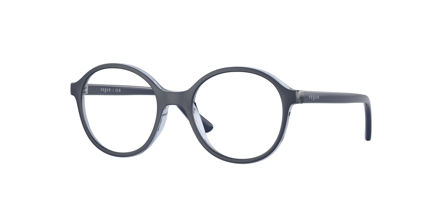 VOGUE JUNIOR OPHTHAL VY2015 Round Eyeglasses 3029-Blue/Top Blue Matte 45-125-16 - Color Map Blue