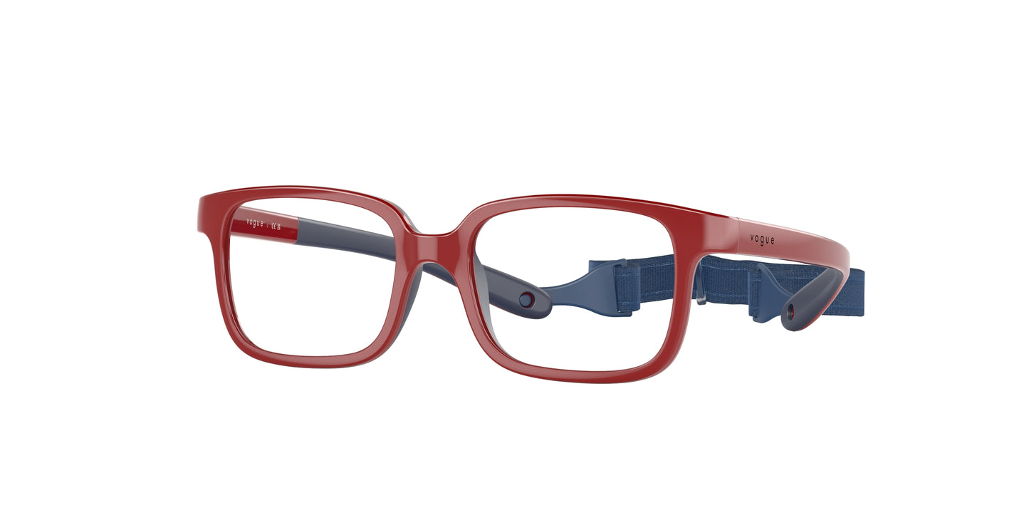 VOGUE JUNIOR OPHTHAL VY2016 Pillow Eyeglasses 3026-Full Red On Blue Rubber 39-115-14 - Color Map Red
