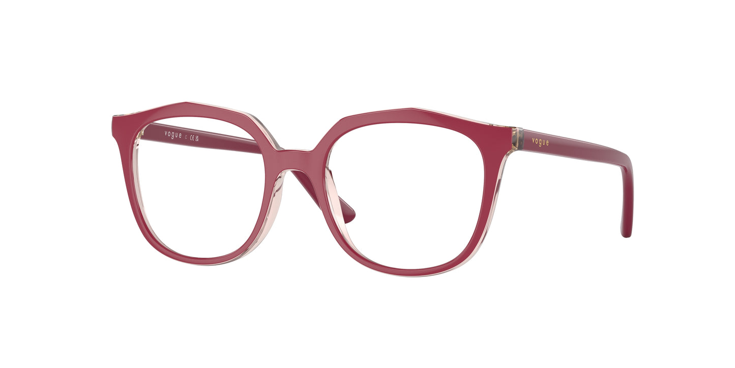 VOGUE JUNIOR OPHTHAL VY2017 Irregular Eyeglasses 2931-Transparent Pink/Top Fuchsia 45-125-16 - Color Map Pink