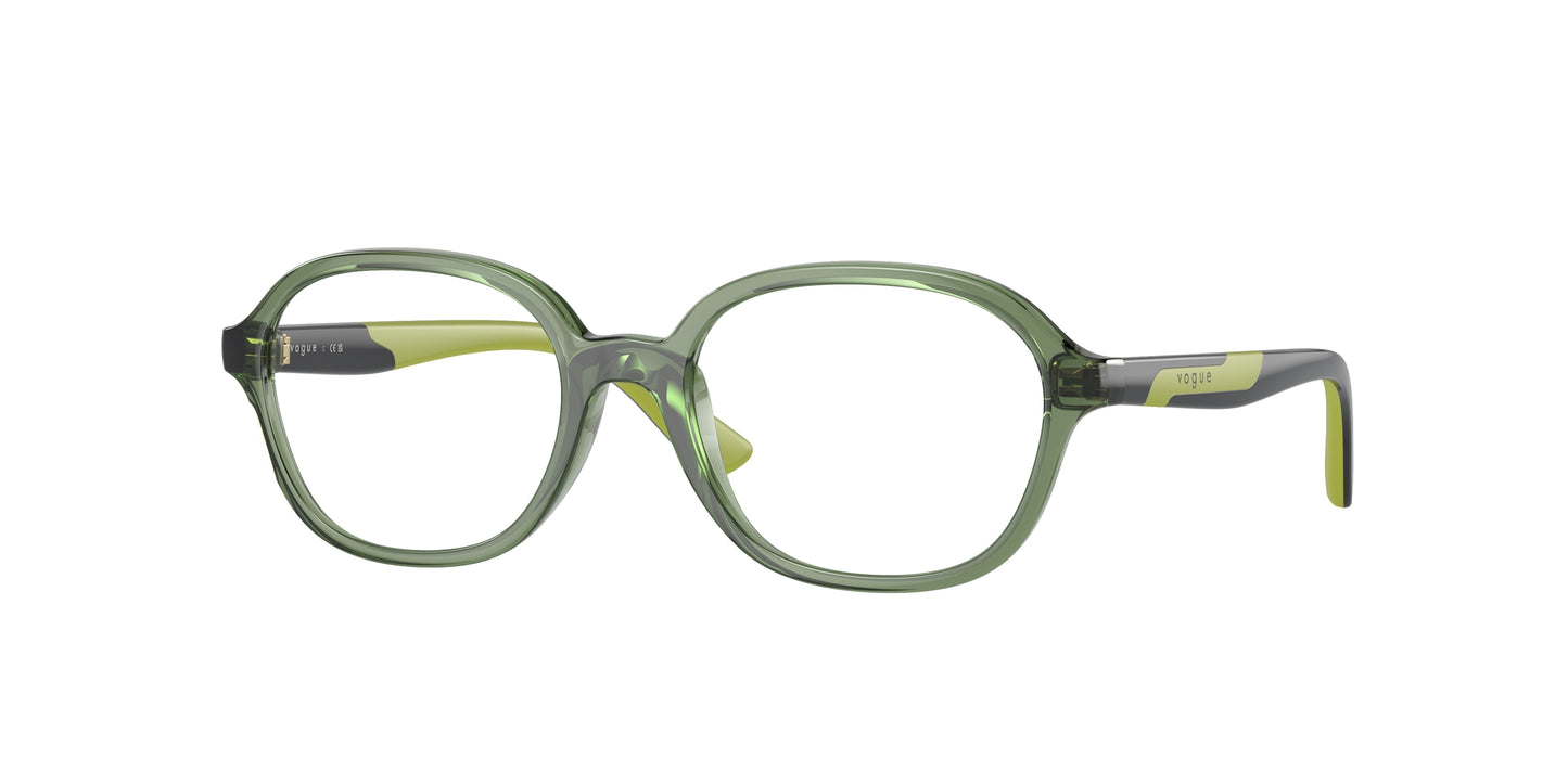 VOGUE JUNIOR OPHTHAL VY2018 Oval Eyeglasses 3067-Transparent Dark Green 47-125-16 - Color Map Green