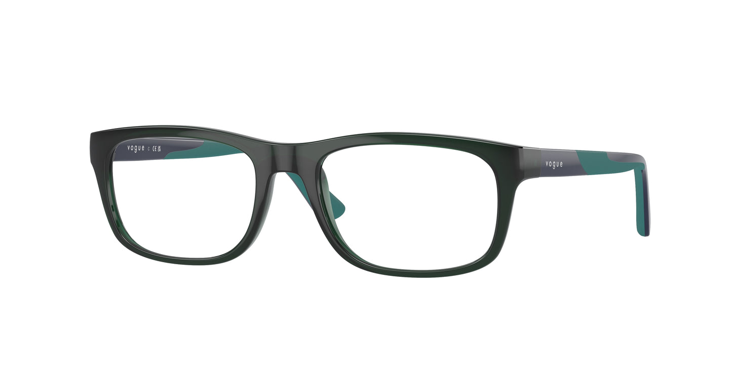 VOGUE JUNIOR OPHTHAL VY2021 Rectangle Eyeglasses 3107-Transparent Green 50-130-17 - Color Map Green