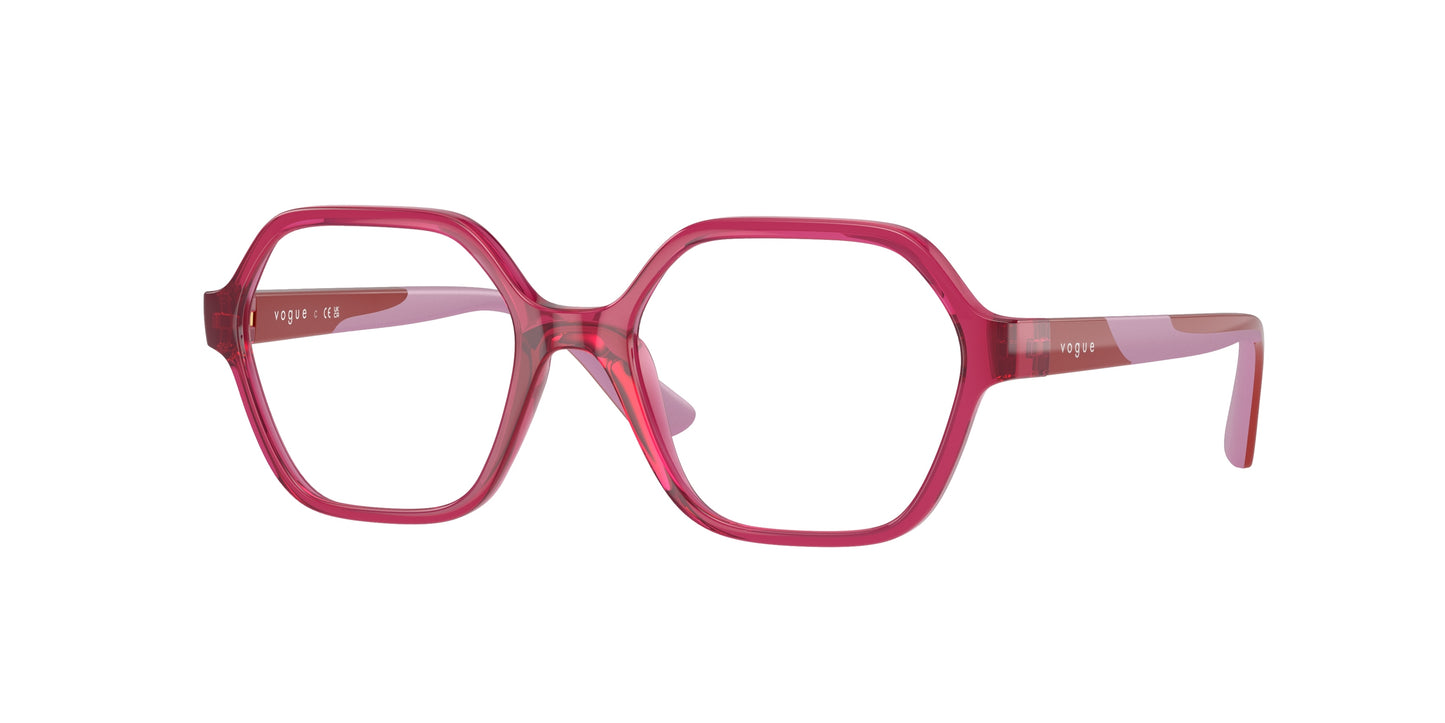 VOGUE JUNIOR OPHTHAL VY2022 Irregular Eyeglasses 3106-Transparent Cherry 47-125-16 - Color Map Violet
