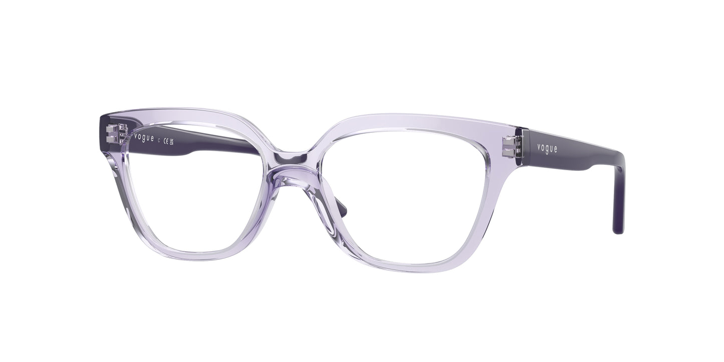 VOGUE JUNIOR OPHTHAL VY2023 Irregular Eyeglasses 2745-Transparent Violet 48-125-15 - Color Map Violet