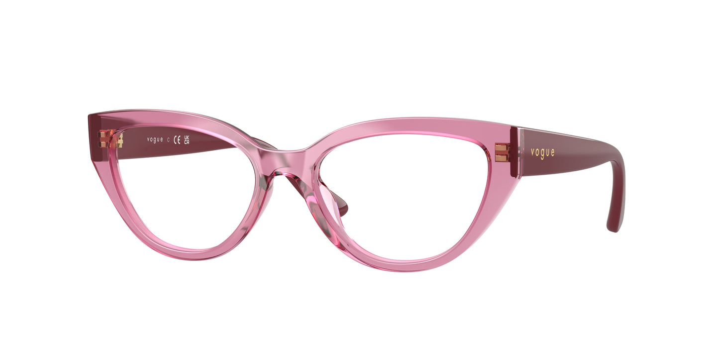 VOGUE JUNIOR OPHTHAL VY2031 Butterfly Eyeglasses 2613-Transparent Dark Rose 50-130-16 - Color Map Pink