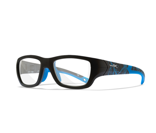 Wiley X YF FLASH Full Rim Eyeglasses Matte Black W/ Lightning / Electric Blue 48-17-125