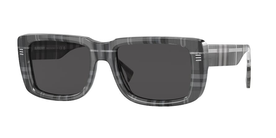 Burberry JARVIS BE4376U Rectangle Sunglasses  380487-CHARCOAL CHECK 55-19-150 - Color Map grey