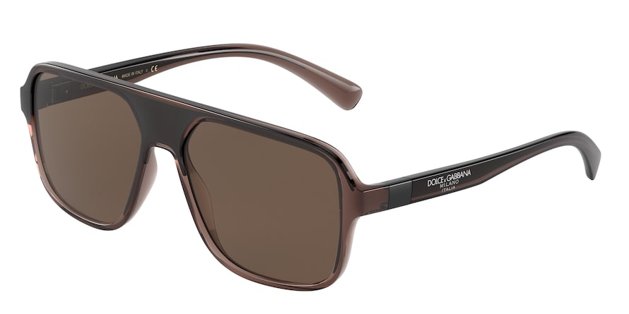 DOLCE & GABBANA DG6134 Square Sunglasses 325973-TRANSPARENT BROWN/BLACK 57-16-145 - Color Map brown