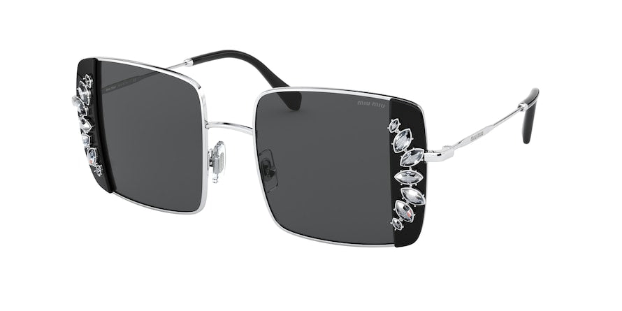 Miu Miu CORE COLLECTION MU56VS Rectangle Sunglasses 01E5S0-SILVER/BLACK 46-19-140 - Color Map black