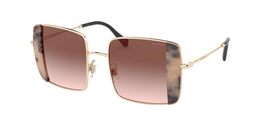 Miu Miu CORE COLLECTION MU56VS Rectangle Sunglasses 07D0A6-PINK GOLD/PINK HAVANA 46-19-140 - Color Map havana