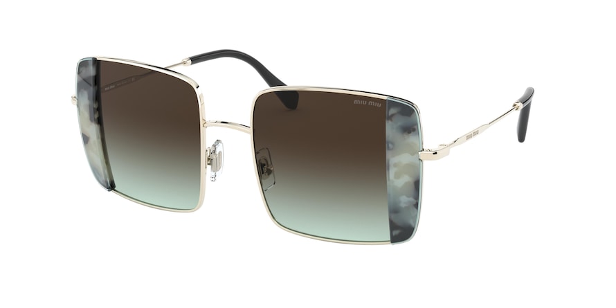 Miu Miu CORE COLLECTION MU56VS Rectangle Sunglasses 08D07B-PALE GOLD/HAVANA LIGHT BLUE 46-19-140 - Color Map havana