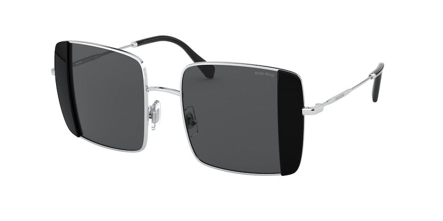 Miu Miu CORE COLLECTION MU56VS Rectangle Sunglasses 1AB5S0-SILVER/BLACK 46-19-140 - Color Map black