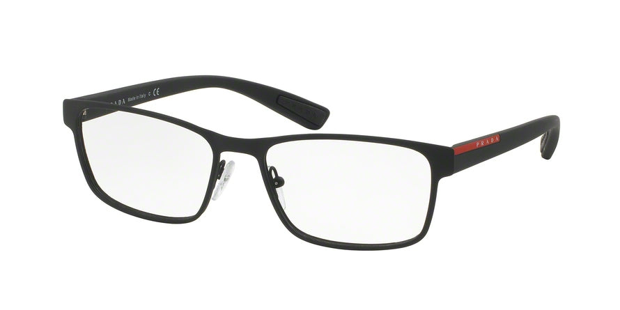 Prada Linea Rossa LIFESTYLE PS50GV Rectangle Eyeglasses  DG01O1-BLACK RUBBER 55-17-140 - Color Map black