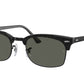 Ray-Ban CLUBMASTER SQUARE RB3916F Rectangle Sunglasses  1305B1-TOP WRINKLED BLACK ON BLACK 55-21-145 - Color Map black