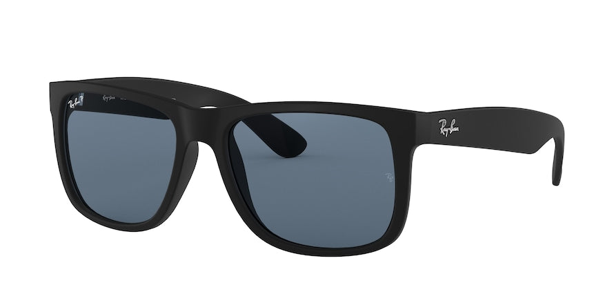 Ray-Ban JUSTIN RB4165F Square Sunglasses  622/2V-RUBBER BLACK 55-17-140 - Color Map black
