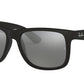 Ray-Ban JUSTIN RB4165F Square Sunglasses  622/6G-RUBBER BLACK 58-17-140 - Color Map black