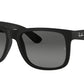 Ray-Ban JUSTIN RB4165F Square Sunglasses  622/T3-RUBBER BLACK 55-17-140 - Color Map black