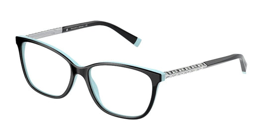 Tiffany TF2215BF Rectangle Eyeglasses  8055-BLACK ON TIFFANY BLUE 52-15-140 - Color Map black