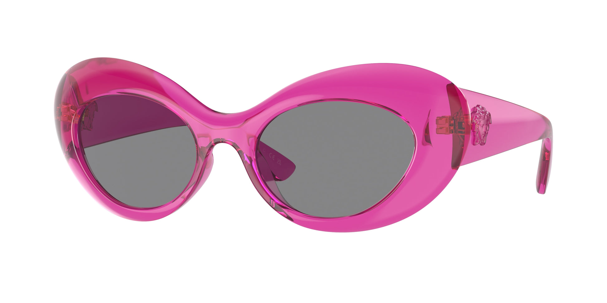 Versace VE4456U Oval Sunglasses  533487-Pink Transparent 52-140-19 - Color Map Pink