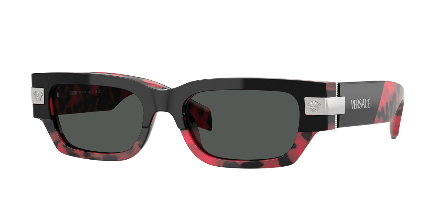 Versace VE4465 Rectangle Sunglasses  545787-Top Black/Red Havana 53-145-18 - Color Map Black