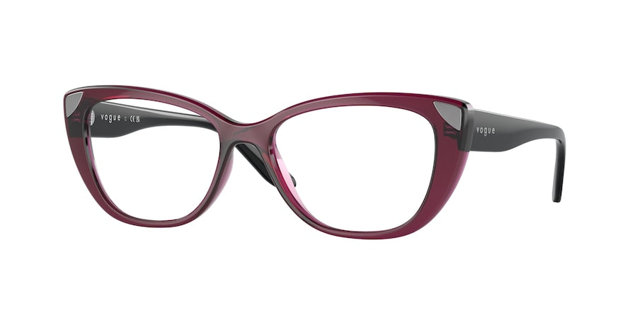 Vogue VO5455 Cat Eye Eyeglasses  2989-TRANSPARENT CHERRY 53-16-135 - Color Map purple/reddish