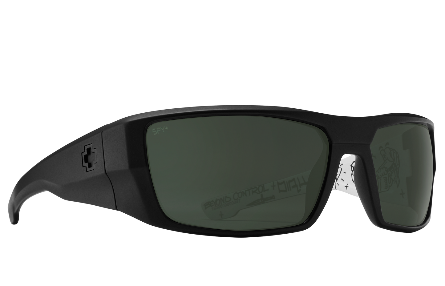 SPY Dirk Sunglasses Happy Gray Green White Crypto 64-16-125