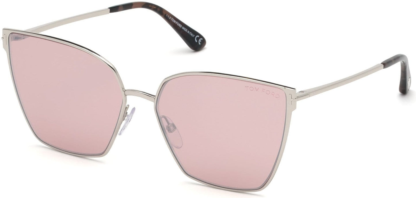 Tom Ford FT0653 Helena Geometric Sunglasses 16Z-16Z - Palladium, Pink Havana Tips/ Pink W. Silver Flash Lenses