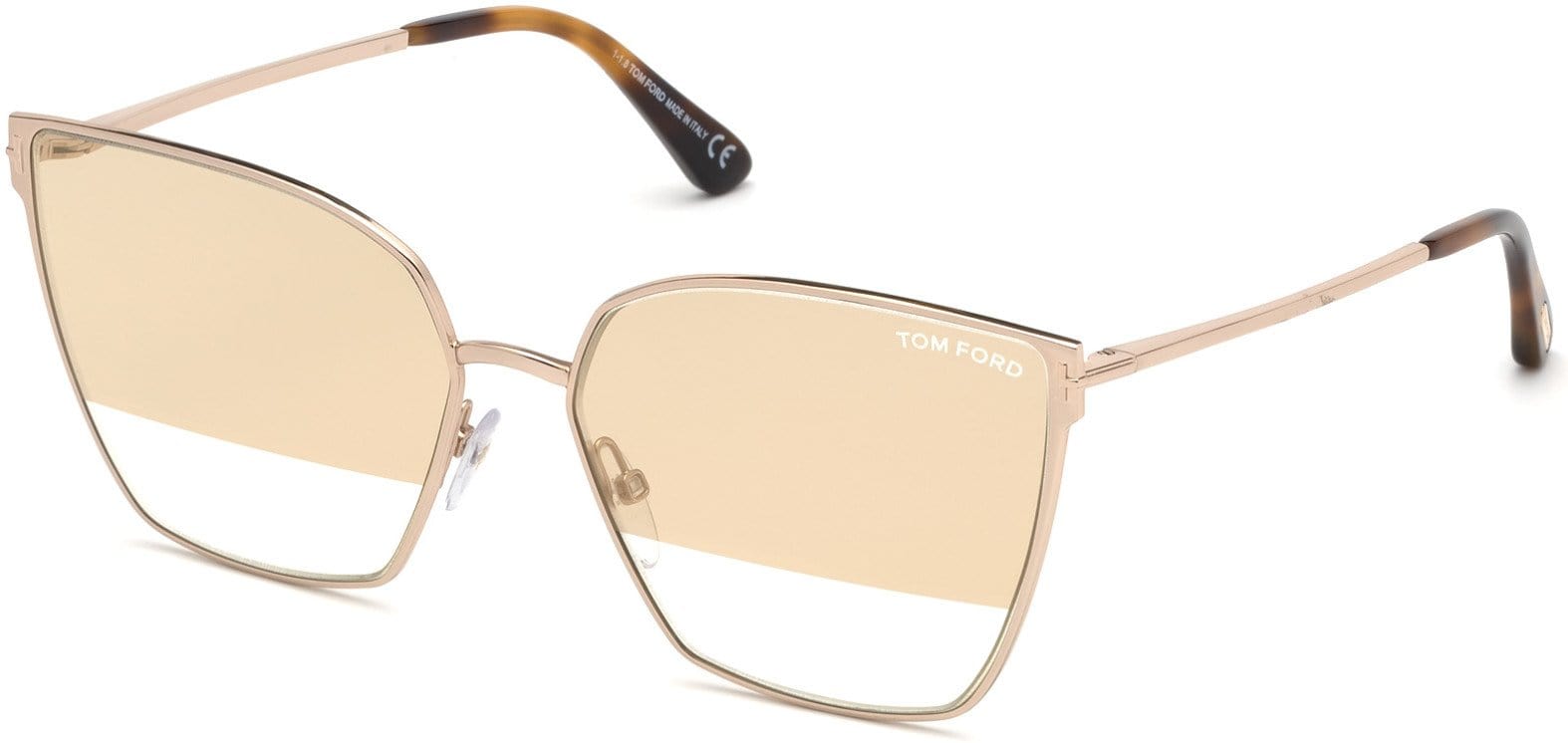 Tom Ford FT0653 Helena Geometric Sunglasses 28B-28B - Rose Gold, Med. Havana Tips/ Grad. Smoke-To-Clear W. Gold Flash Lenses
