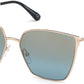 Tom Ford FT0653 Helena Geometric Sunglasses 28V-28V - Rose Gold, Black Tips/ Blue W. Gradient Gold Flash Lenses