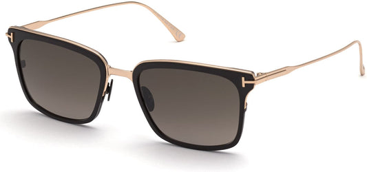 Tom Ford FT0831 Hayden Square Sunglasses 01K-01K - Shiny Black Front W. Shiny Rose Gold Metal / Gradient Roviex Lenses