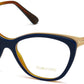 Tom Ford FT5374 Cat Eyeglasses 090-090 - Blue, Light Havana, Shiny Brushed Rose Gold