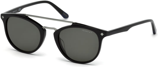 Gant GA7087 Round Sunglasses 01N-01N - Shiny Black / Green