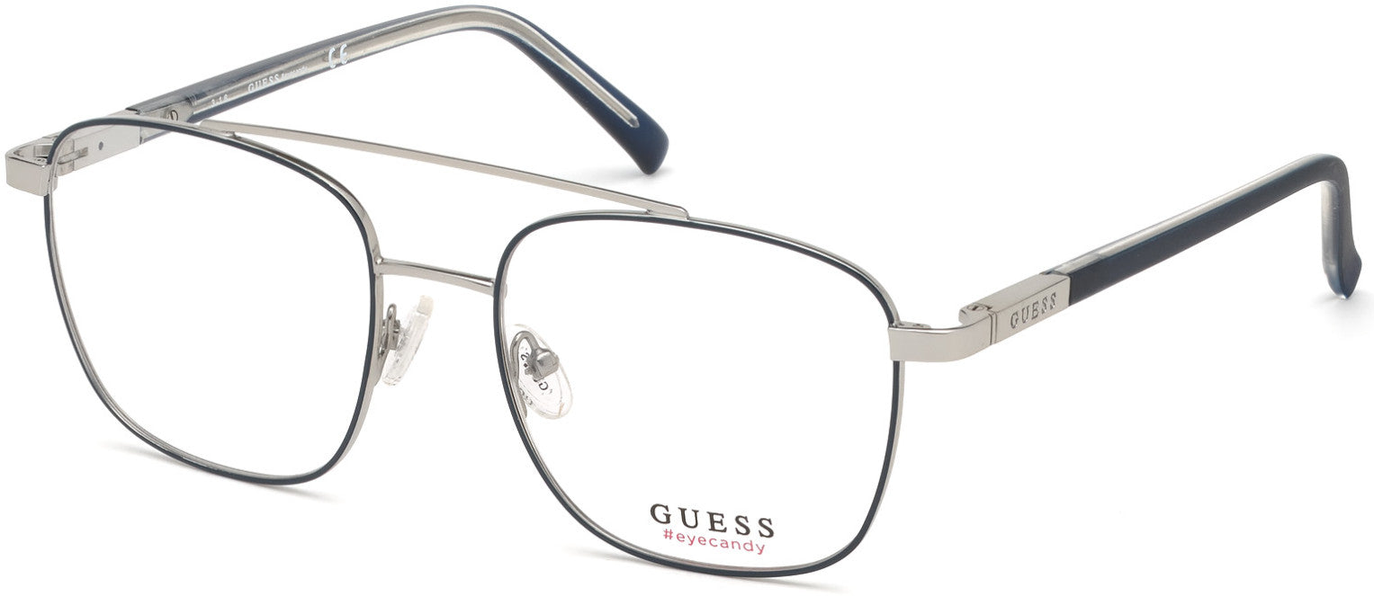 Guess GU3038 Geometric Eyeglasses 090-090 - Shiny Blue