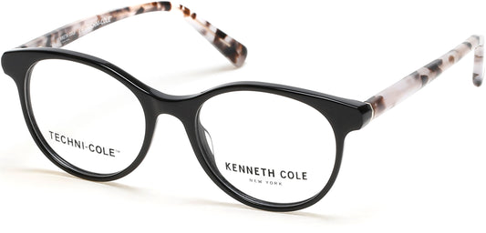 Kenneth Cole New York,Kenneth Cole Reaction KC0325 Round Eyeglasses 001-001 - Shiny Black