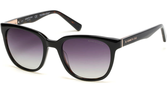 Kenneth Cole New York,Kenneth Cole Reaction KC7247 Square Sunglasses 05D-05D - Black / Smoke Polarized