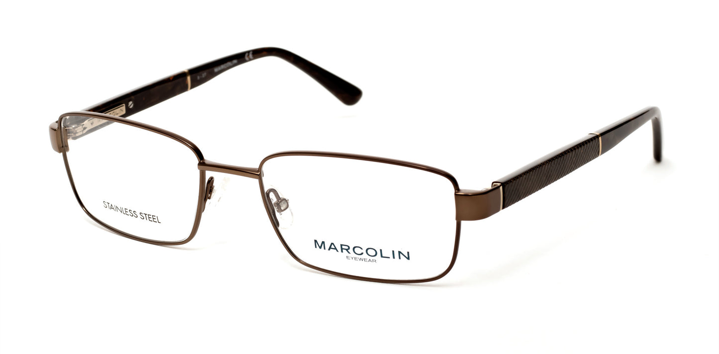 Marcolin MA3015 Geometric Eyeglasses 049-049 - Matte Dark Brown