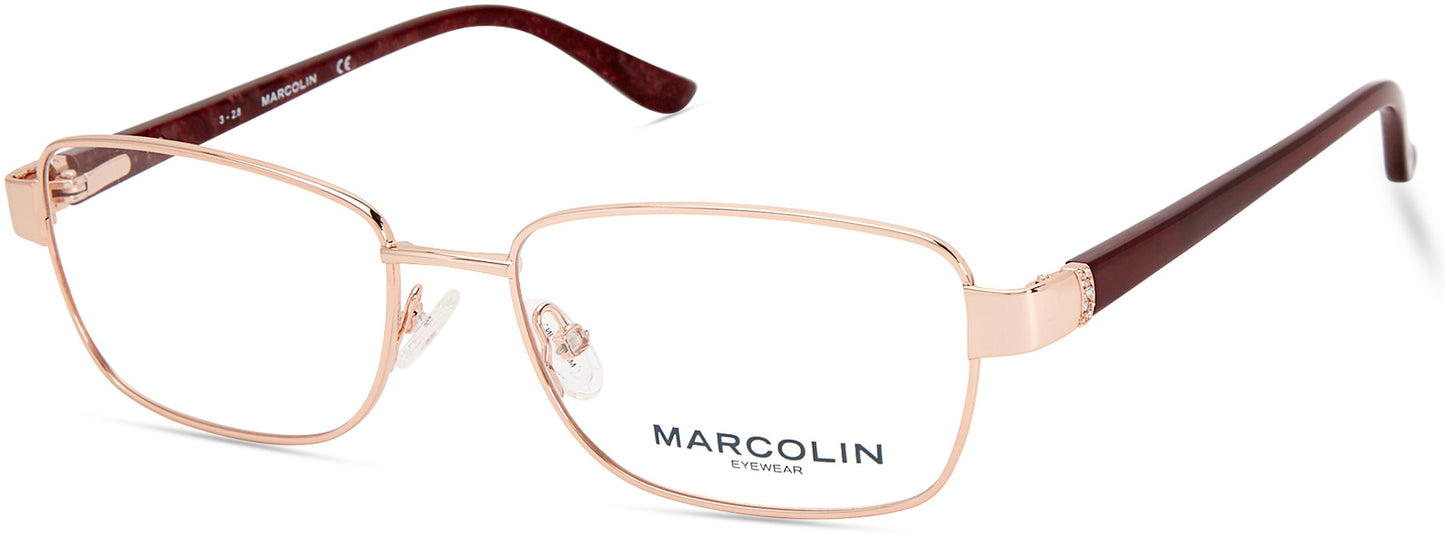 Marcolin MA5018 Geometric Eyeglasses 028-028 - Shiny Rose Gold
