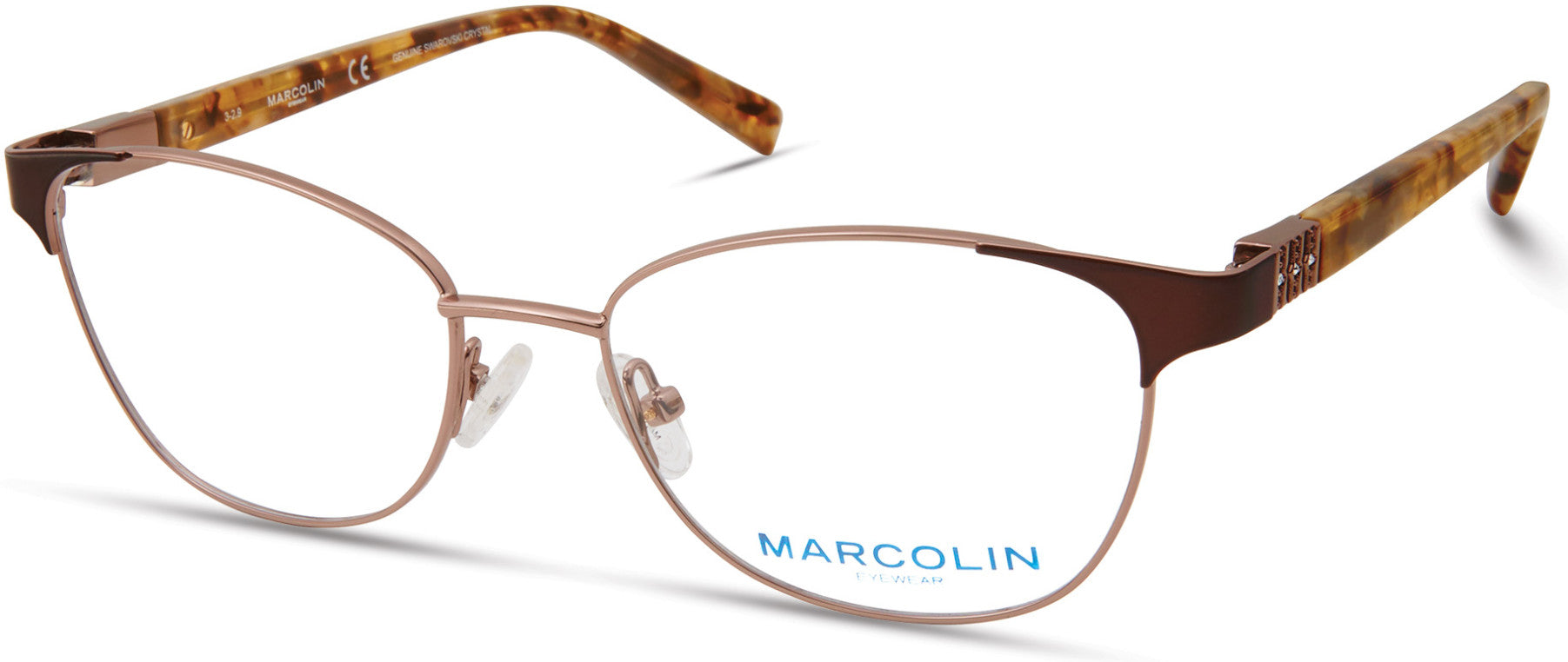 Marcolin MA5021 Round Eyeglasses 045-045 - Shiny Light Brown