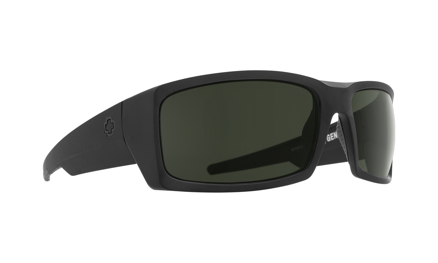 SPY General Sunglasses Happy Gray Green SOSI Matte Black ANSI RX 66-17-125