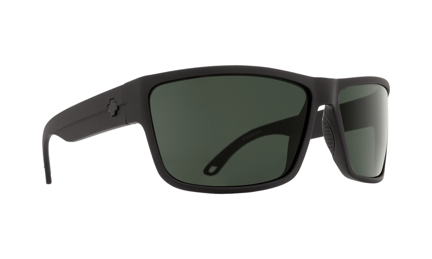 SPY Rocky Sunglasses Happy Gray Green SOSI Matte Black 64-15-130
