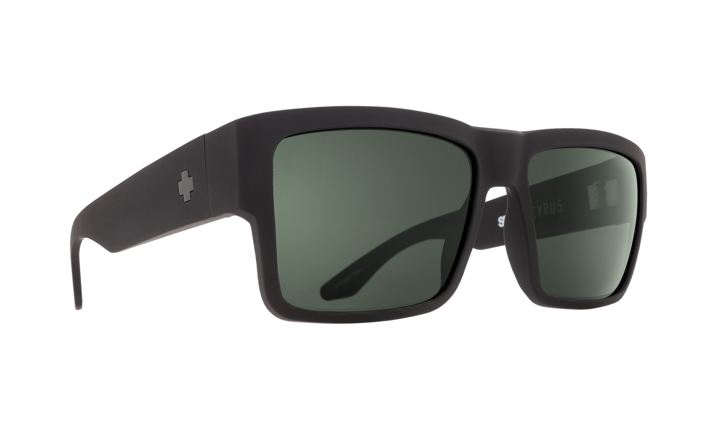 SPY Cyrus Sunglasses Happy Gray Green Polar Soft Matte Black 58-17-145