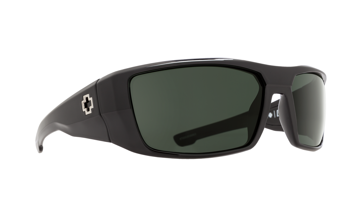 SPY Dirk Sunglasses Happy Gray Green Soft Matte Black 64-16-125
